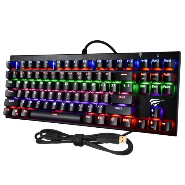 GAMENOTE Rainbow Backlit Led Mechanical Gaming Keyboard 87 Keys - Anti-Ghosting / Blue Switch