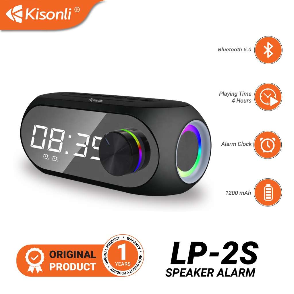 Kisonli LP-2S RGB Bluetooth Speaker Music Alarm Clock 4