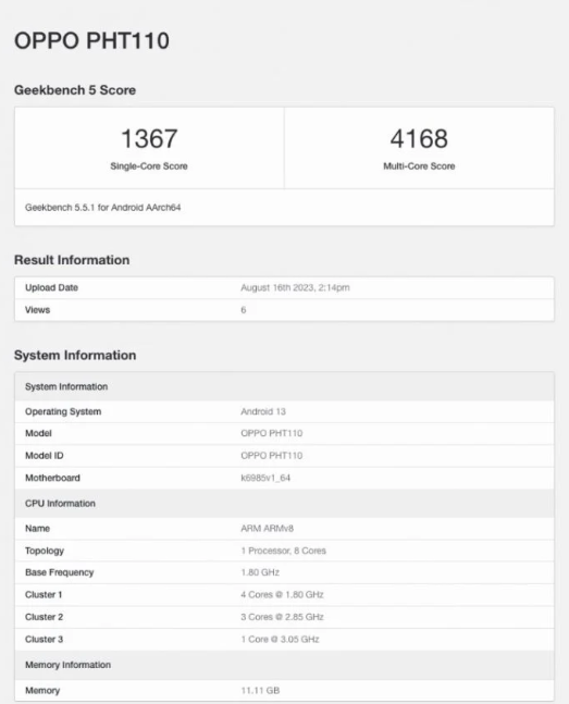 هاتف Oppo Find N3 Flip يظهر في Geekbench بمعالج Dimensity 9200