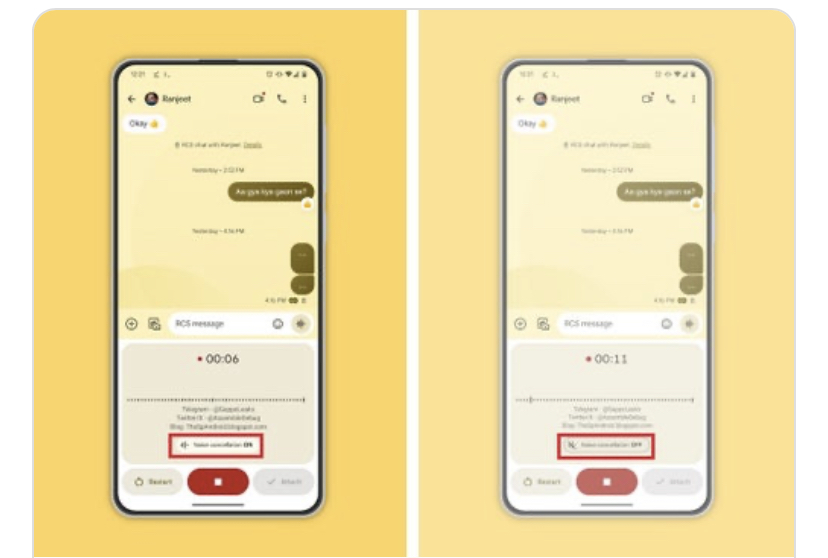 ميزة عزل الضوضاء قادمة في التسجيلات الصوتية على رسائل جوجل