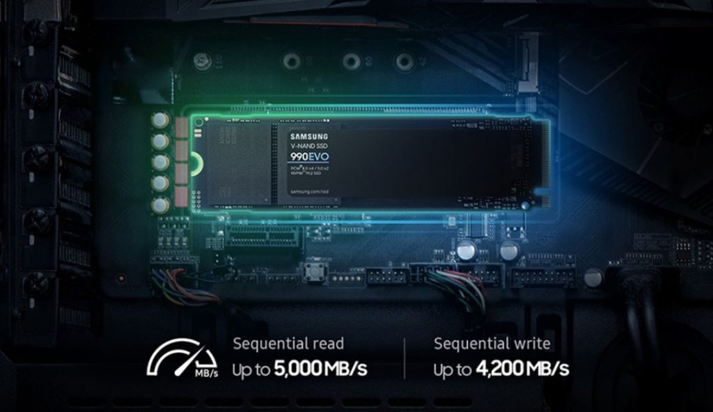 سامسونج تطلق 990 Evo SSD الجديد بأداء أسرع وكفاءة أعلى سامسونج تطلق 990 Evo SSD الجديد بأداء أسرع وكفاءة أعلى