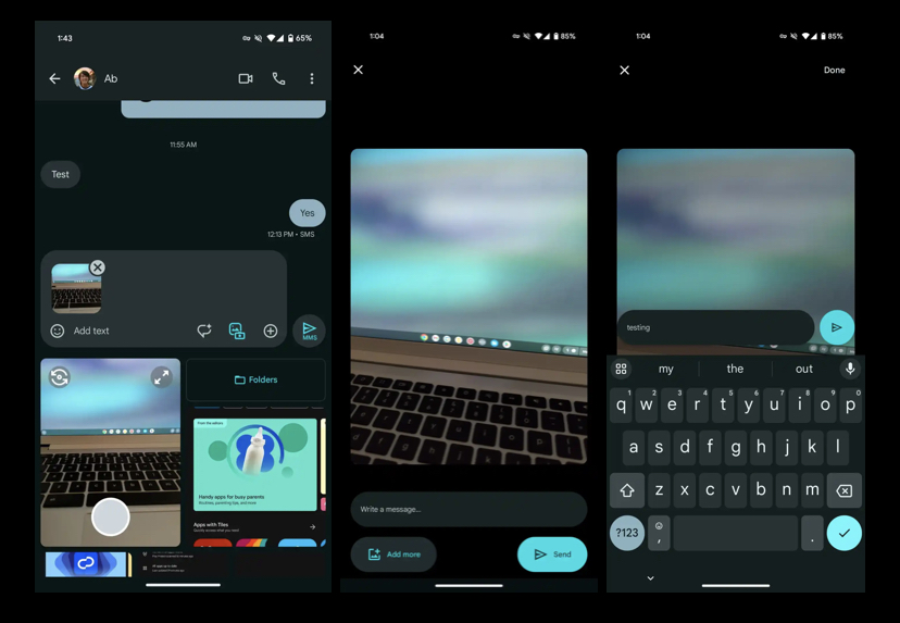 خدمة رسائل جوجل تختبر شاشة معاينة الصور المألوفة