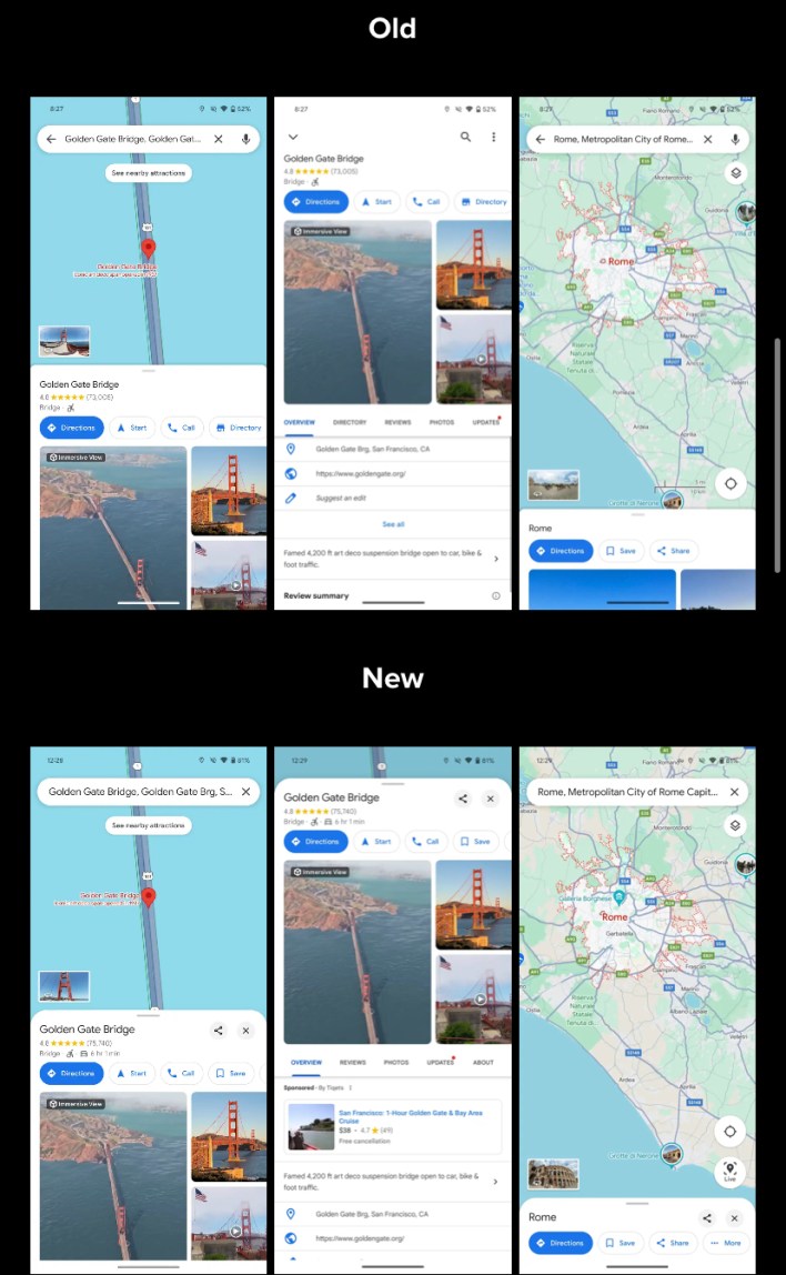 طرح اتجاهات خرائط جوجل وإعادة تصميم الأوراق على نظام أندرويد