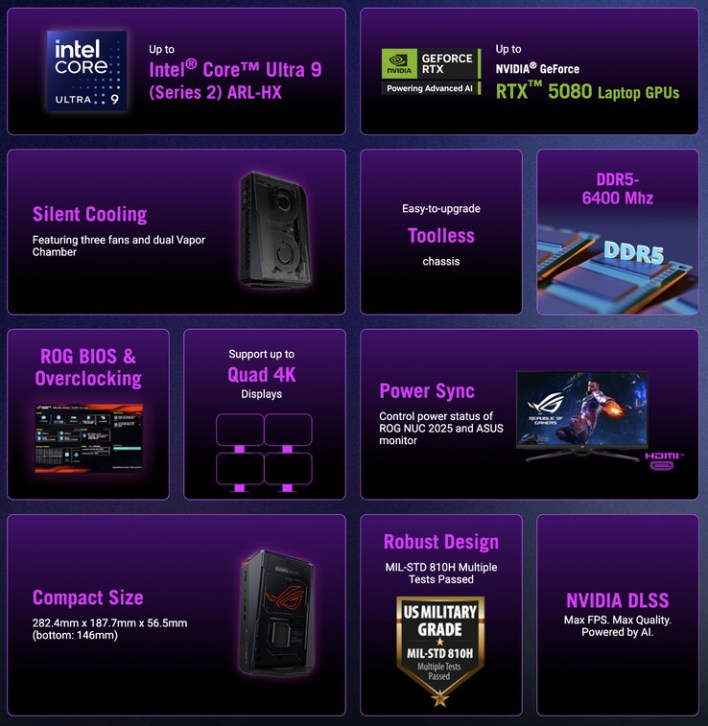 Asus تكشف عن الحاسب المصغر ROG NUC 2025 بكروت Nvidia RTX 50 في #CES2025